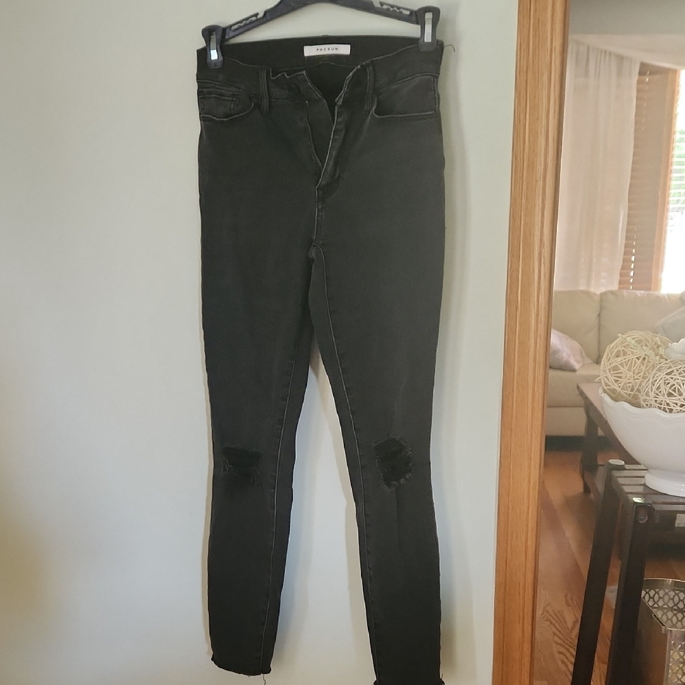 PacSun Charcoal Distressed Skinny Jeans